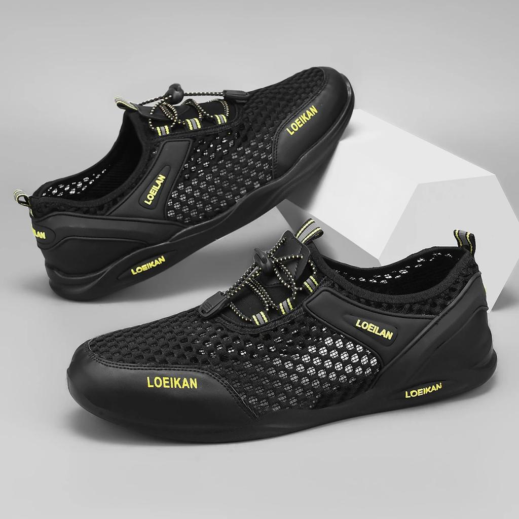 Нейтральная обувь для водных видов спорта для мужчин и женщин, подходит для прогулок по пляжу, легкая сетчатая обувь для плавания - конструкция с дренажными отверстиями