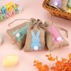 18pcs Bunny Durable Burlap Gift Bags Gift Wrap Drawstring for Easter Candy with Twine Present Pouches Easter Party Favors