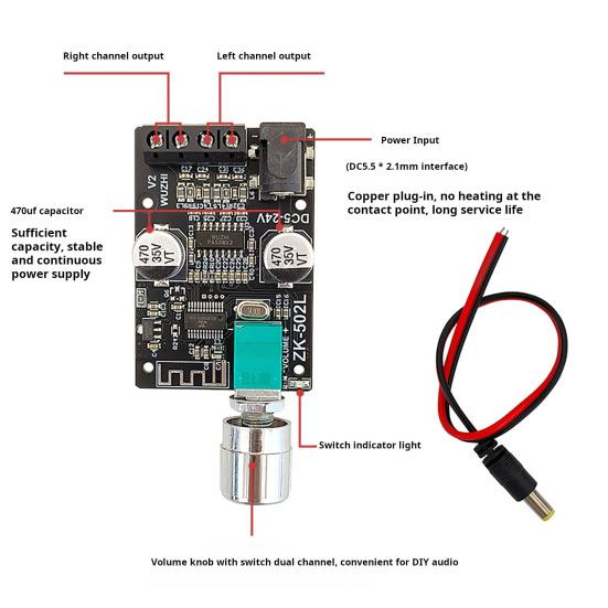 Bluetooth-совместимая плата сопряжения с 5 усилителями Easy HIFI 100 Вт, модуль усилителя качества стереозвука с