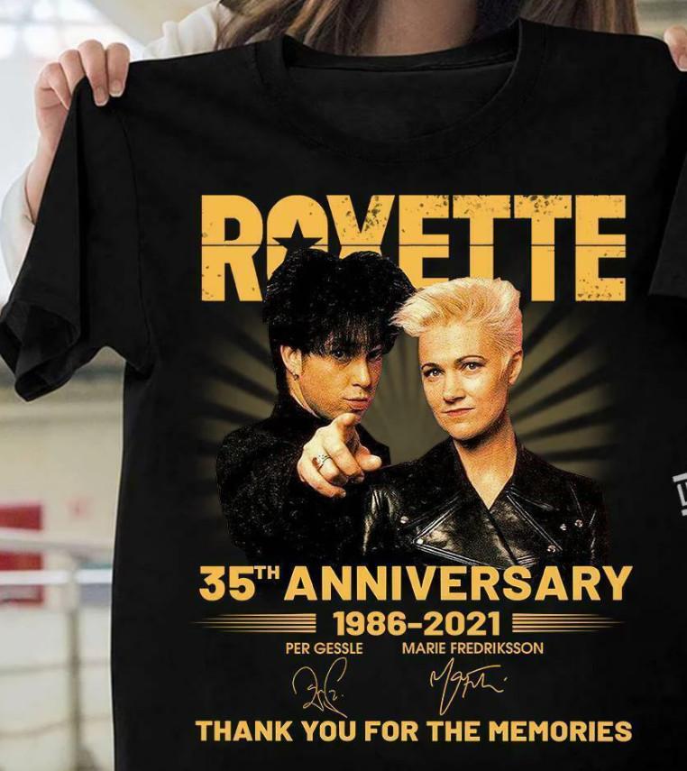 Vintage Roxette Band 35th Anniversary Cotton Black All Size Unisex Shirt MM130