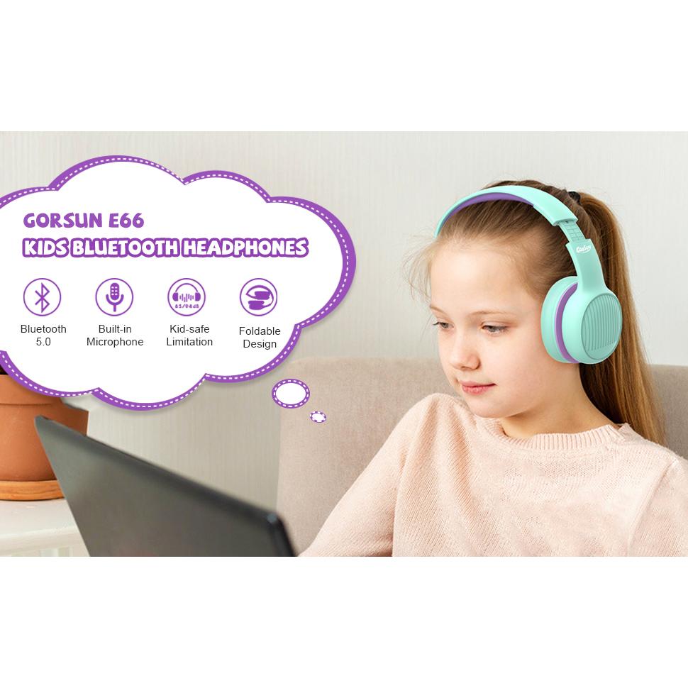 Premium Kids Headphones with 85/94dB Volume Limited, Wireless Headphones, Bluetooth Headphones Over Ear with Built-in Microphone,Wired/Wireless