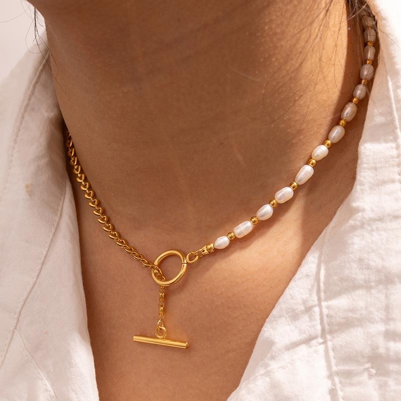 Нержавеющая сталь 316L Застежка OT Жемчужные ожерелья Браслеты Foxanry Креативные Модные Элегантные Не выцветающие Свадебные украшения Подарки EL0101