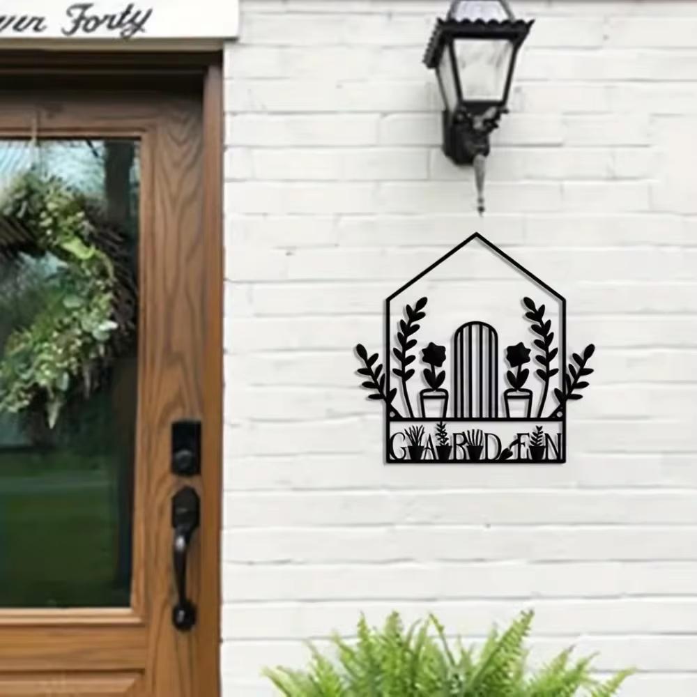 Stylish 1pc Metal Garden Sign - Wall Art for Gardens. Aesthetic Yard and Greenhouse Decor, Ideal Outdoor Ornament with a Garden