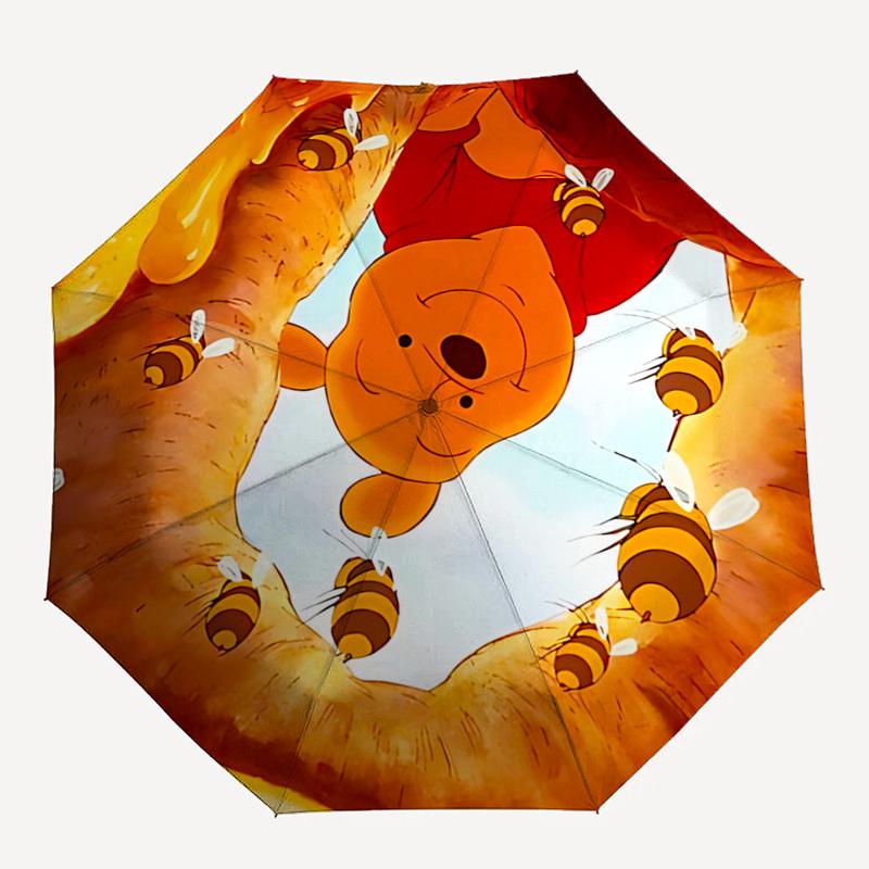 Honey, Winnie Themed Automatic Opening and Closing Umbrella, Brightly Colored 8-rib Portable Umbrella, Suitable for Men and Women, A Perfect