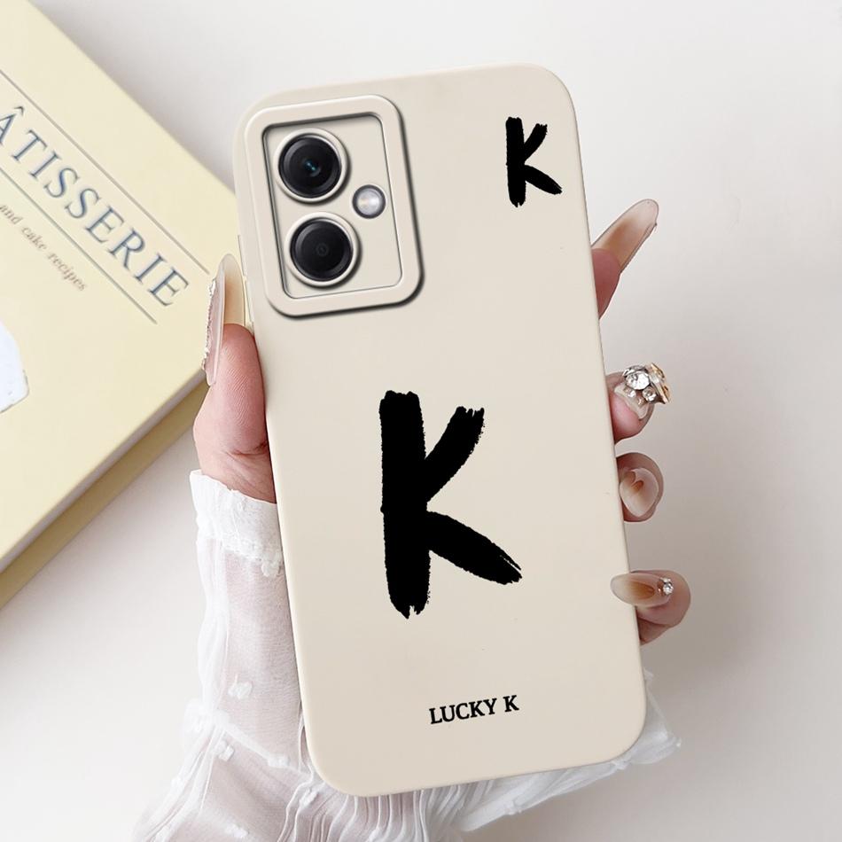 For Xiaomi Redmi Note 12 5G Lucky Initial Letter Phone Case For Redmi Note 12 Pro 5G Note12 Soft Silicone Shockproof Bumpers