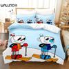 Комплект постельного белья с изображением мультяшного персонажа Mugman Cuphead, пододеяльник, стеганое одеяло, наволочка, одеяло размера «king-size», комплект постельного белья для мальчиков и взрослых