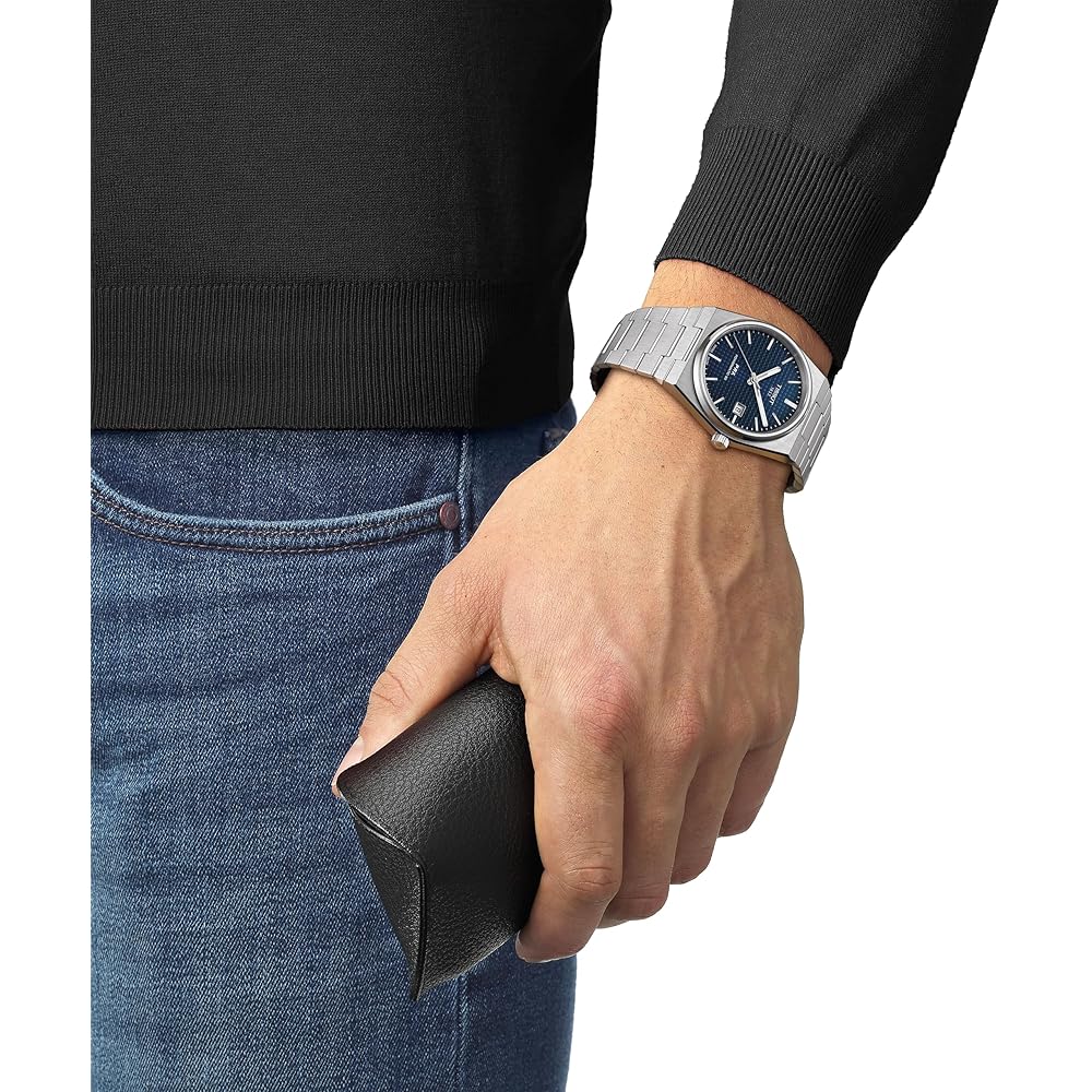 Мужские часы TISSOT PRX Powermatic 80 с браслетом, T1374071104100, Синий циферблат