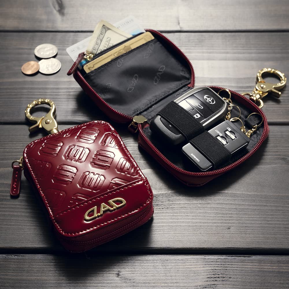 Hanasenai Smart Key Case Leather Enamel Deep Double Smart Key Case Mini Wallet DAD Garcon D.A.D D.A.D [Monogram Red/Gold] & [HA677-03-01]