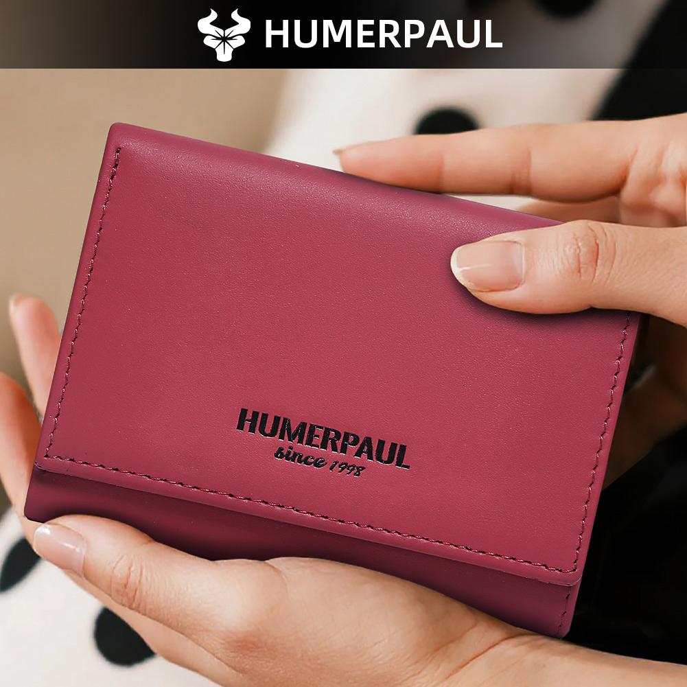 Humerpaul Женский кошелек-тройка из трехслойной коровьей кожи, RFID-защита от кражи, портативный кошелек, многослотовые слоты для карт, большая вместимость, несколько отделений