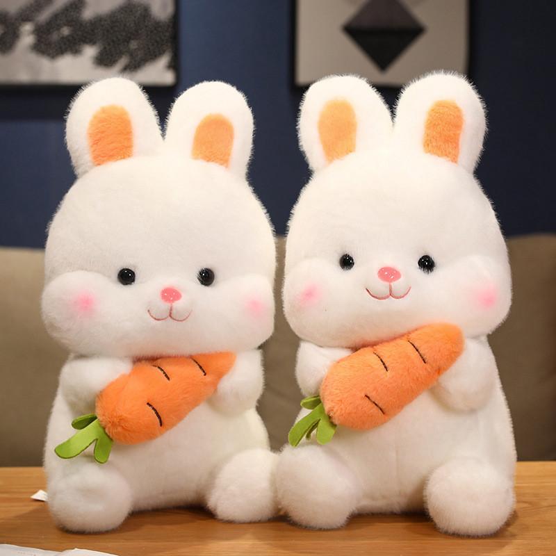 Plush Endearing Short Bunny With Carrot Kids Perfect Birthday Gift Celebrations