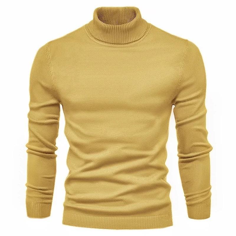 Men S Slim Fit Solid Color Long Sleeve Half High Neck Knit Sweater
