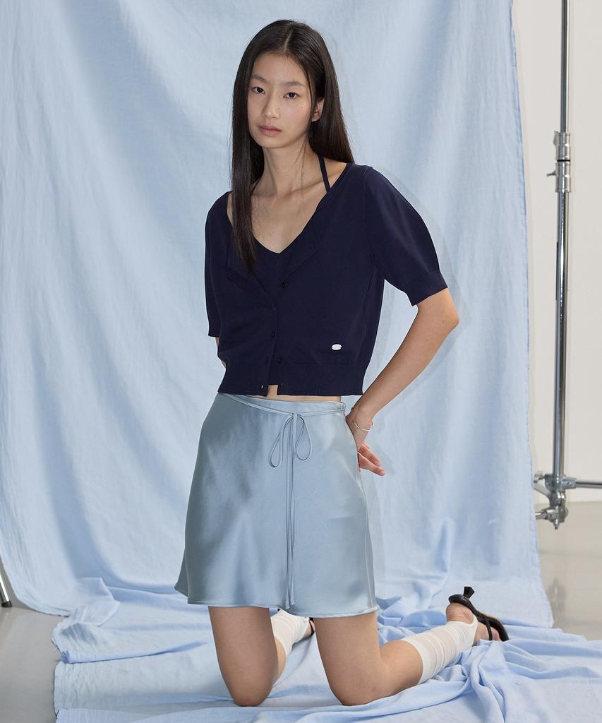 City Breeze Satin Mini Skirt_Light Blue