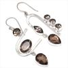 Smoky Quartz Gemstone Handmade Gift For Her Silver Jewelry Earrings 2.5"