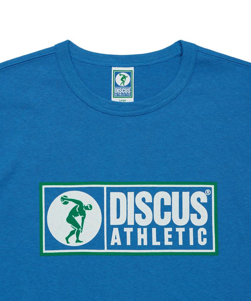 DISCUS ATHLETIC Футболка с логотипом-коробкой, супертяжелая, regular fit, синяя