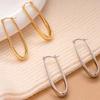 Copper-Plated 18K Gold U-Shaped Teardrop Hoops - Elegant Metal Style Earrings for Women