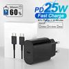 Быстрое зарядное устройство PD 25 В для Samsung Galaxy S23 S22 S21 S20 Fe S24 Ultra Plus Кабель для быстрой зарядки USB Type C Линия передачи данных Зарядное устройство для телефона