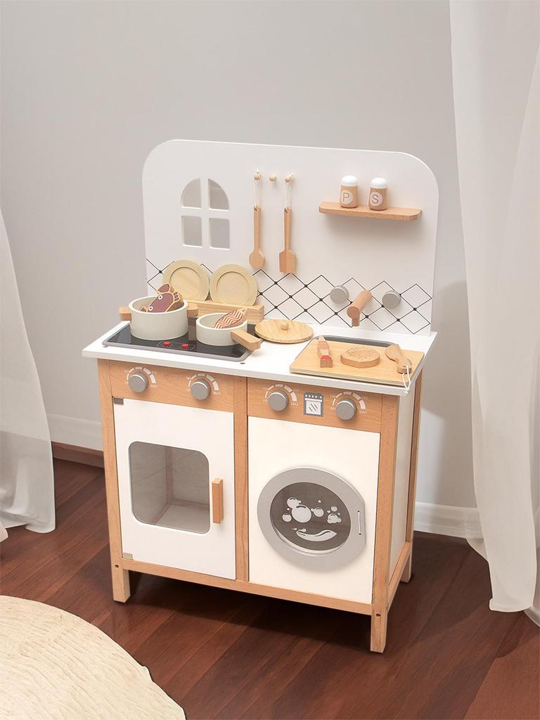 Скандинавский белый звук и свет кухонная игрушка для девочек, 3+, ролевая игра деревянный набор плиты