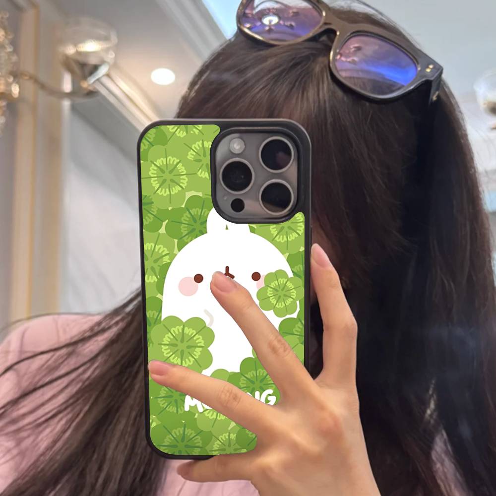 Кавайная Милая Кролик M-MolangS Аниме Чехол для Телефона Для IPhone 17 16 Pro Max Air 13 12 Mini 14 15 Plus 11 PC+TPU Задняя Крышка