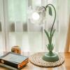 Desk Lamp Table Lamp Bedside Desk Light Bedroom Indoor Home Flower Metal Glass Shade
