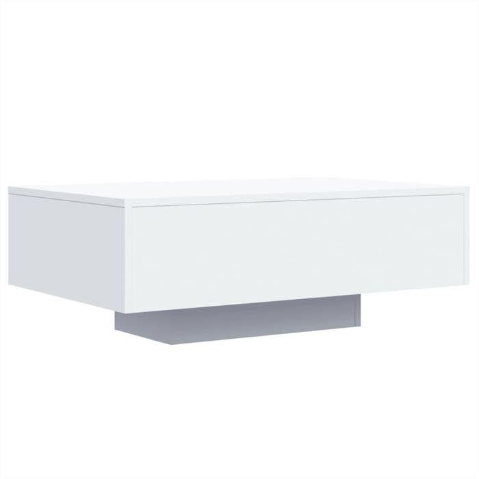 VidaXL Table Basse avec Lumières LED, Table d'Appoint, Bout de Canapé, Meuble de Salon Salle de Séjour, Moderne, Blanc Bois 836609