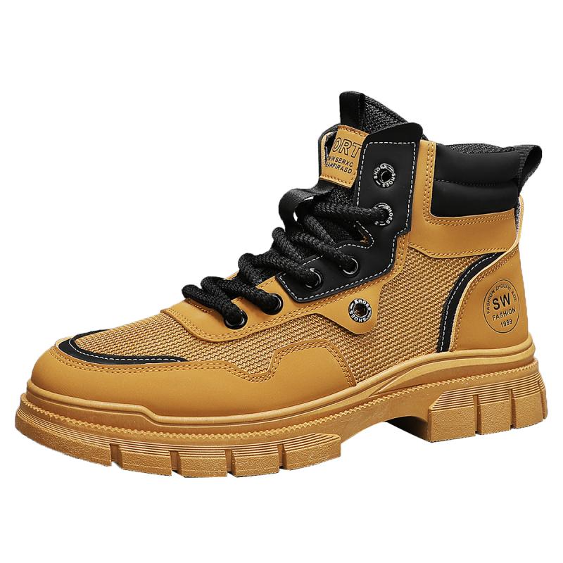 Mens Boots Leather Shoes Platform Boots for Men Outdoor Sneakers Motorcycle Ankle Boots Male Work Boot Casual Hiking Shoes