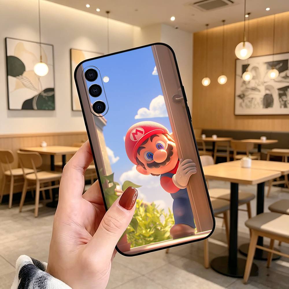 cartoon Super-Z MarioS Bros Phone Case Black Silicone Soft For Samsung Galaxy A73,A72,A71,A70,A53,A52,A51