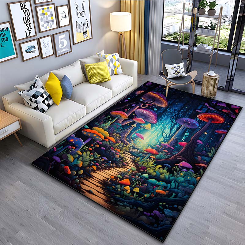 Psychedelic Mushrooms Pattern Floor Mat Carpet 15 Size Living Room Bedroom Bedside Bathroom Floor Mat Area Rug Club Home Decor