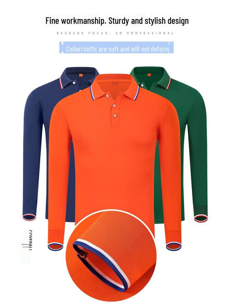 Рубашка поло с фирменным логотипом, с длинным рукавом, осень/зима, культурная рекламная рубашка