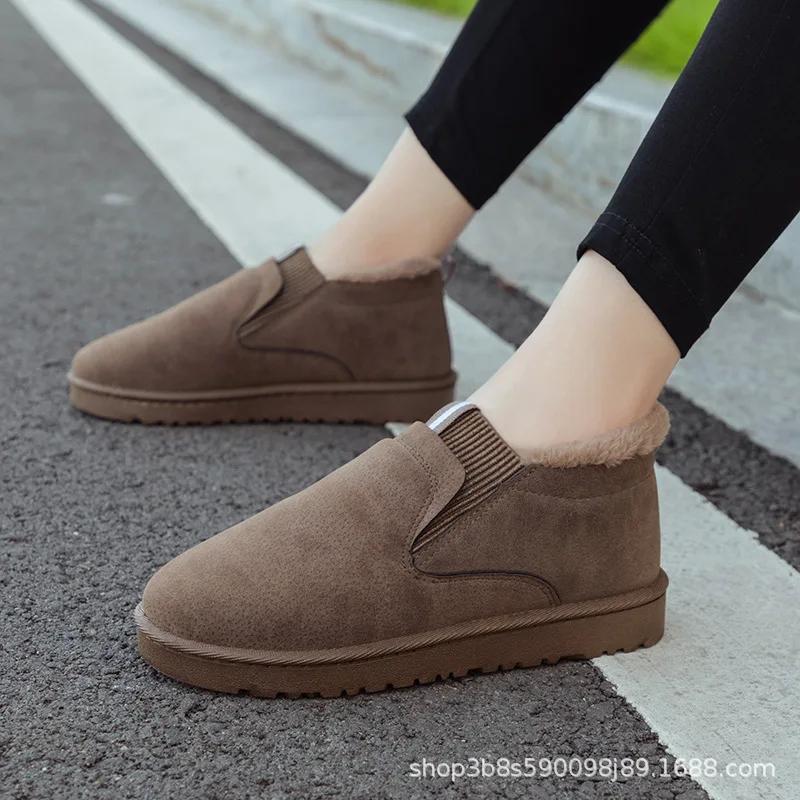 Женские зимние ботинки 2024 года, новые, повседневные, удобные, с круглым носком, женские, из хлопка