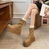 Super Fire Thick-soled Heightening Fashionable Versatile Martin Boots Women's 2025 New Autumn and Winter Small Muffin Medium Boots