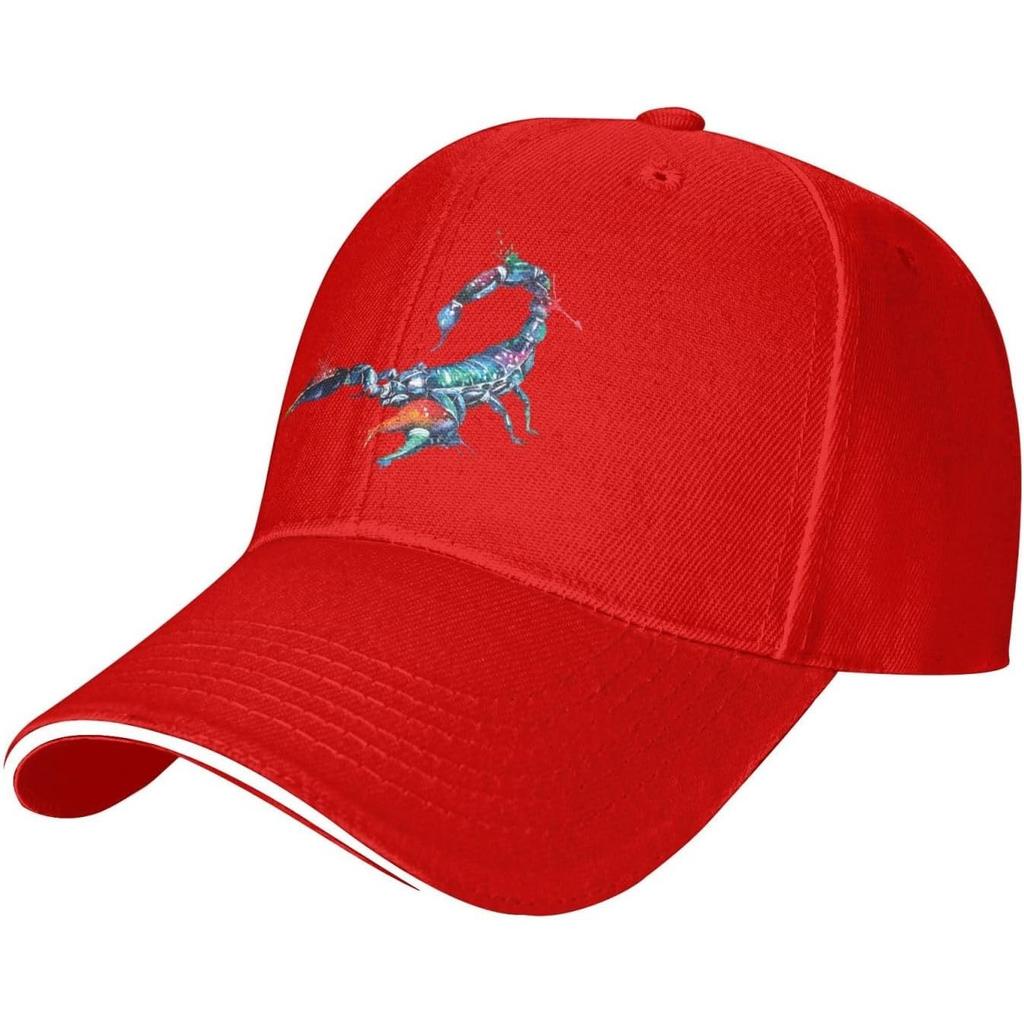 Vibrant Watercolor Scorpion Baseball Cap Polyester Sun Hat Casual Adjustable Trucker Cap for Adults
