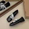 Black Retro Ballet French Square Head Flat Sole Shoes Women's 2025 New Spring Versatile Skirt Mary Jane Shoes