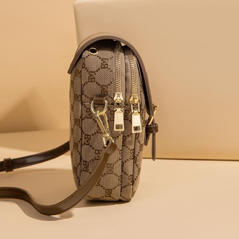 Модная сумка для мобильного телефона, женская маленькая сумка, многослойная женская сумка с принтом, маленькая сумка через плечо