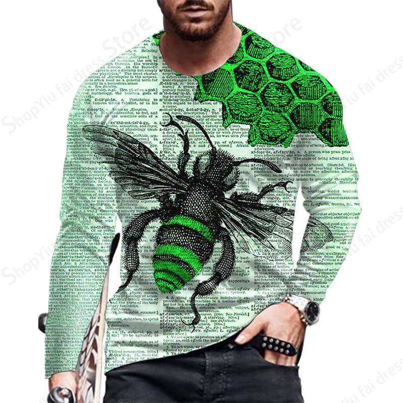 Футболка с принтом Animal Bee 3D для мужчин и женщин, модные футболки с длинным рукавом, графические футболки, уличные топы, футболки, топы Hombre Camisetas