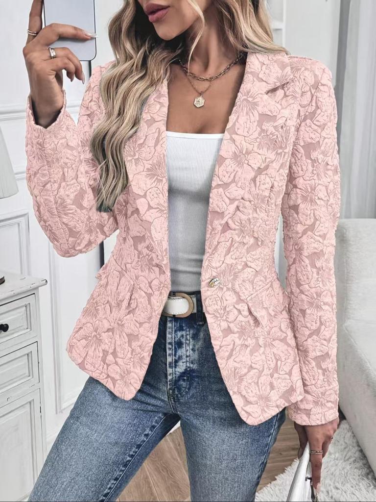Women S Casual Short Blazer Retro Lily Jacquard Slim Fit