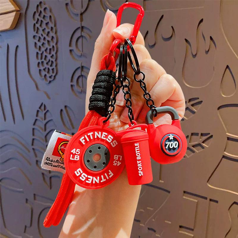 Bag Charm Hand-Woven Fitness Weight Mini Dumbbell Gym Lover DIY Girl Nylon Rope Pendant