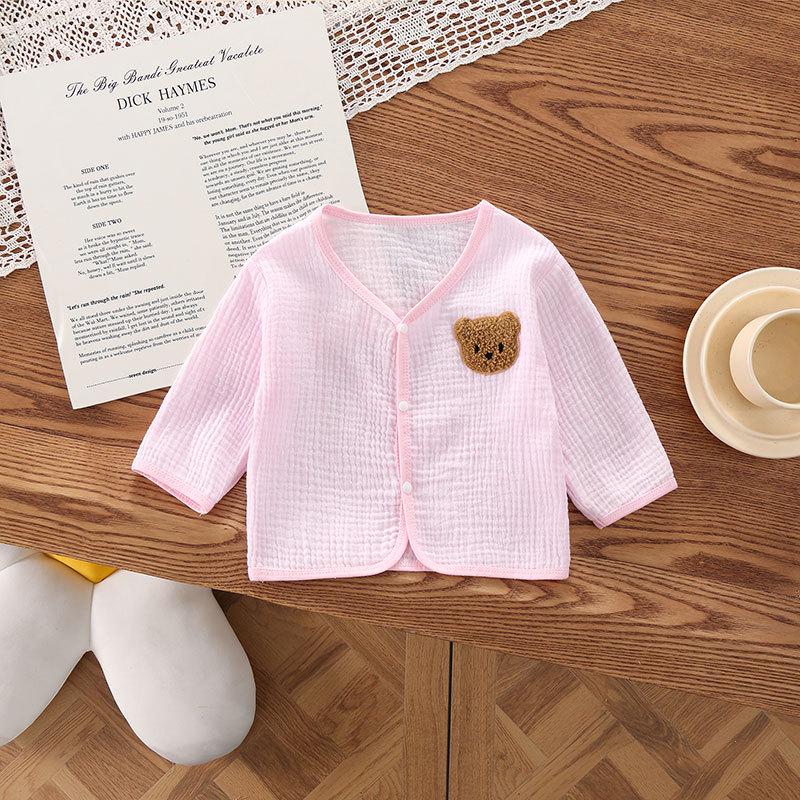 Детский легкий кардиган в корейском стиле с мишкой - Дышащий, удобный марлевый дизайн
