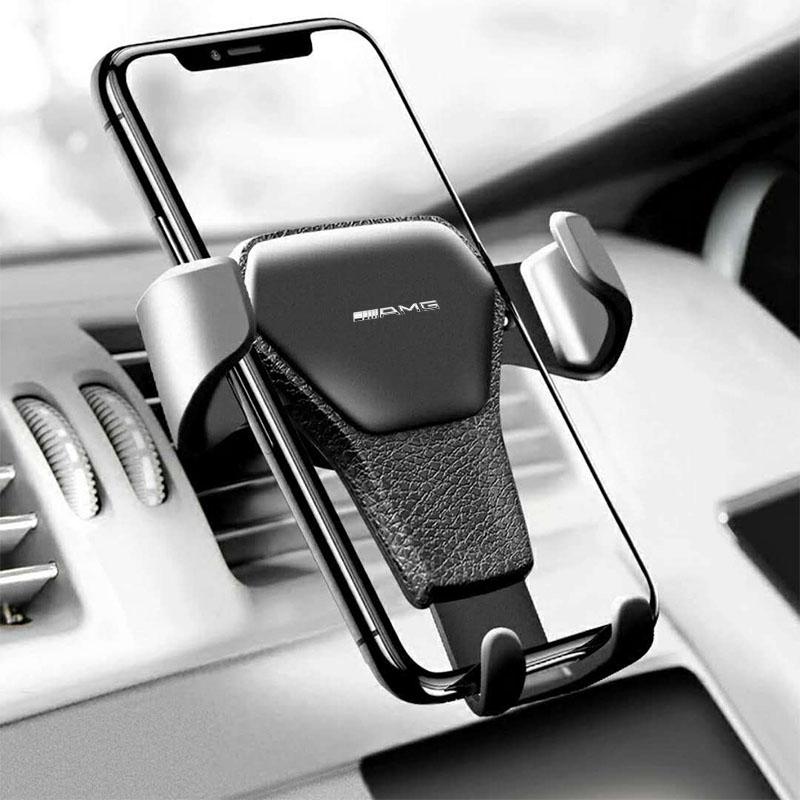 Car Phone Holder Air Vent G-Sensor Smartphone GPS Stand For Mercedes Benz AMG W212 W205 W246 W177 W176 W213 GLC GLE GLS ML Welcome Laser Lamp