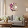 3D 37cm Moon-Shaped Artificial Flower Wreath Wall Hanging, Cross-Border Door Decoration, Festival Decoration, Front Door Hanging