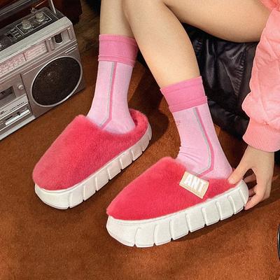 Домашние меховые тапочки конфетного цвета для женщин, модные, толстые, плюшевые, домашние тапочки, женская, удобная, мягкая, теплая, хлопковая обувь для дома