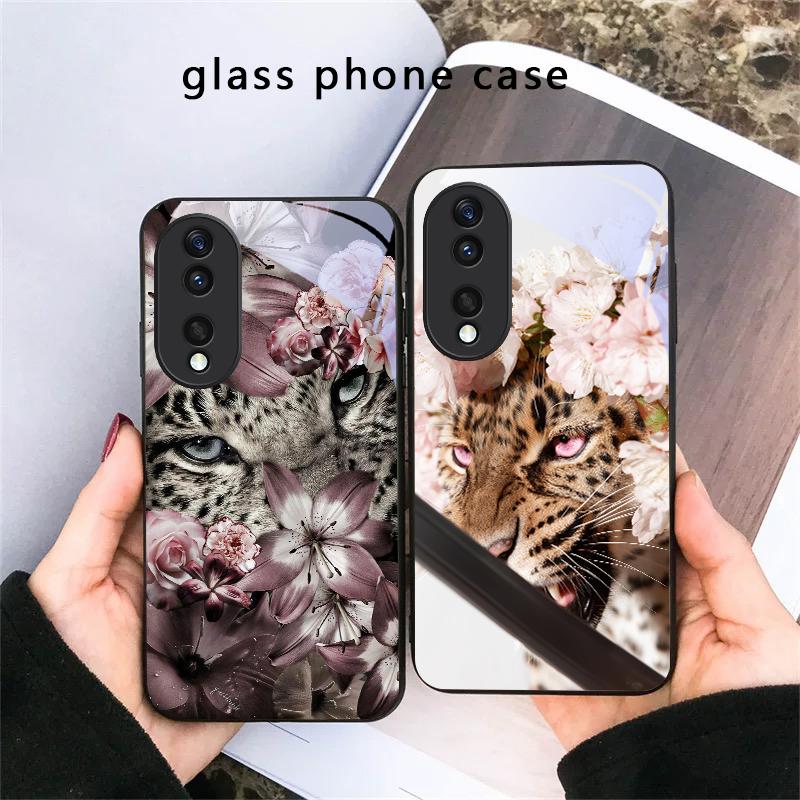 Цветочный Леопардовый Тень Для Honor X5 Plus X30 X9c Smart X5b X9a X30 Max X50i 30 Pro 50 Pro 70 90Smart 200 Lite Стеклянный Чехол Для Телефона