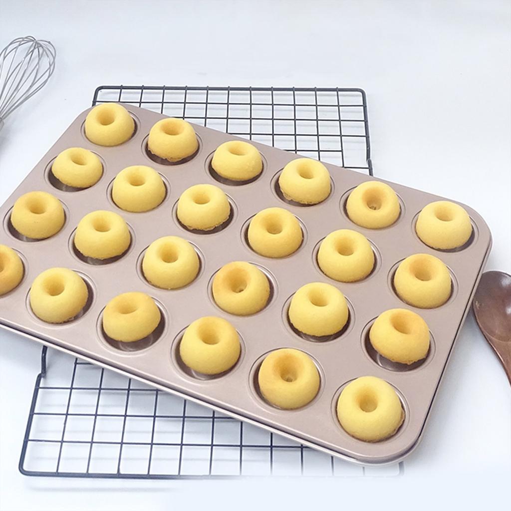 12/24 Cavity Doughnut Baking Pan Nonstick Cake Baking Pan Carbon Steel Mini Donut Mold Doughnut Bakeware Tray Durable