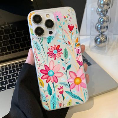 Чехлы для мобильных телефонов iPhone 11 13 15 Pro Max 12 14 Pro Max Чехол для iPhone 16 15 Plus 13 Pro 12 Матовая текстура с рисунком в виде мультяшных цветов