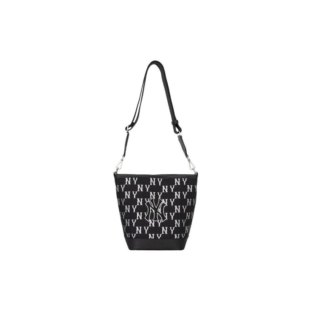 MLB New York Yankees Large Logo Print Vintage Floral Adjustable Strap Casual Bucket Bag Women Shoulder Bag Black 3ABML023N-50BKS