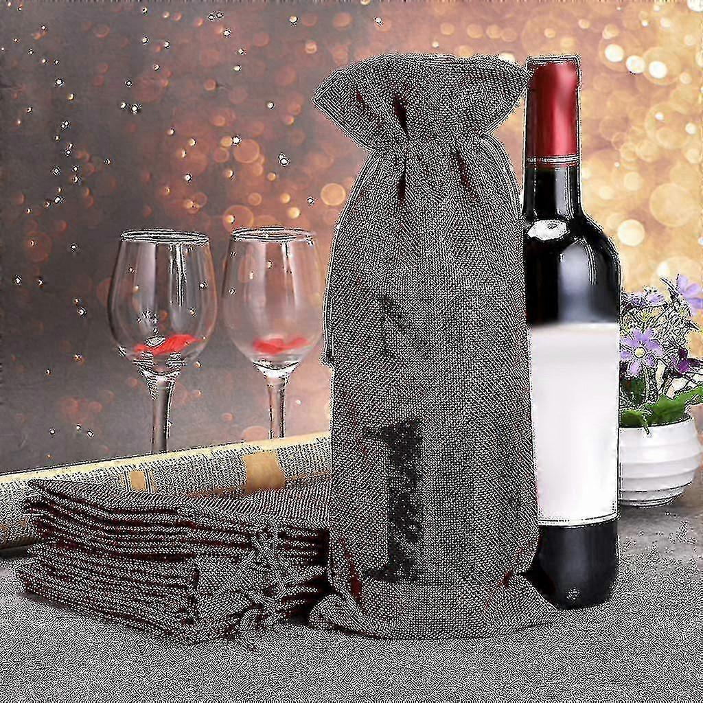 1 To 10 Burlap Wine Bags Blind Tasting Drawstring Drawstring Pocket Wine Bottle Sleeves