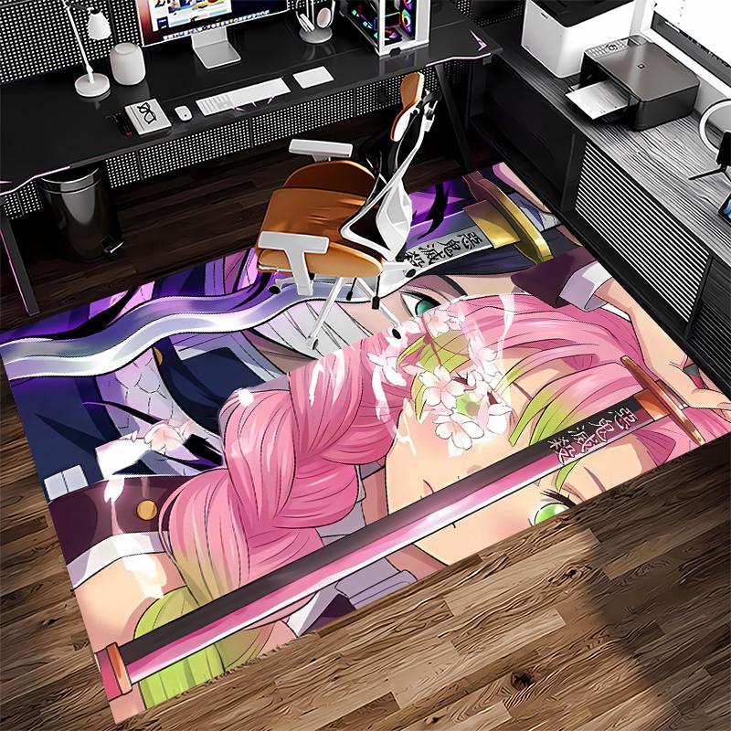 1pc Nezuko Demon Slayer Kanroji Mitsuri Print Area Rug - Soft,Washable Non-Slip Indoor Mat for Office Chairs,Living Room,Home Office Decorative Rug
