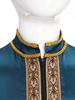 Boys Arab Gown Islamic Robe Long Sleeve Stand Collar Gold Embroidery Maxi Kaftan Festival Holiday Costume