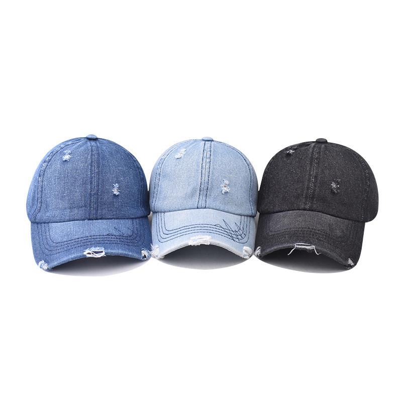 Fashionable Damaged Design Neutral Sunshade Denim Baseball Hat For Outdoor