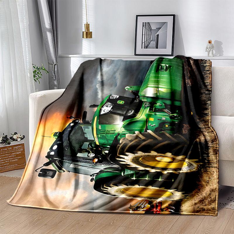 Tractor Flannel Blanket Soft Warm All-Season Throw, Design for Camping, Car Travel, Hiking Sofa, Bed, Office Perfect Gift for Parties