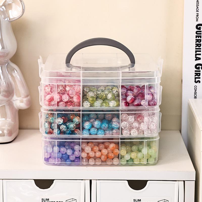 3 Tier 18-Grid Transparent Adjustable Stackable Compartment Slot Plastic Storage Box For Organizing Toys Jewelry Accessories
